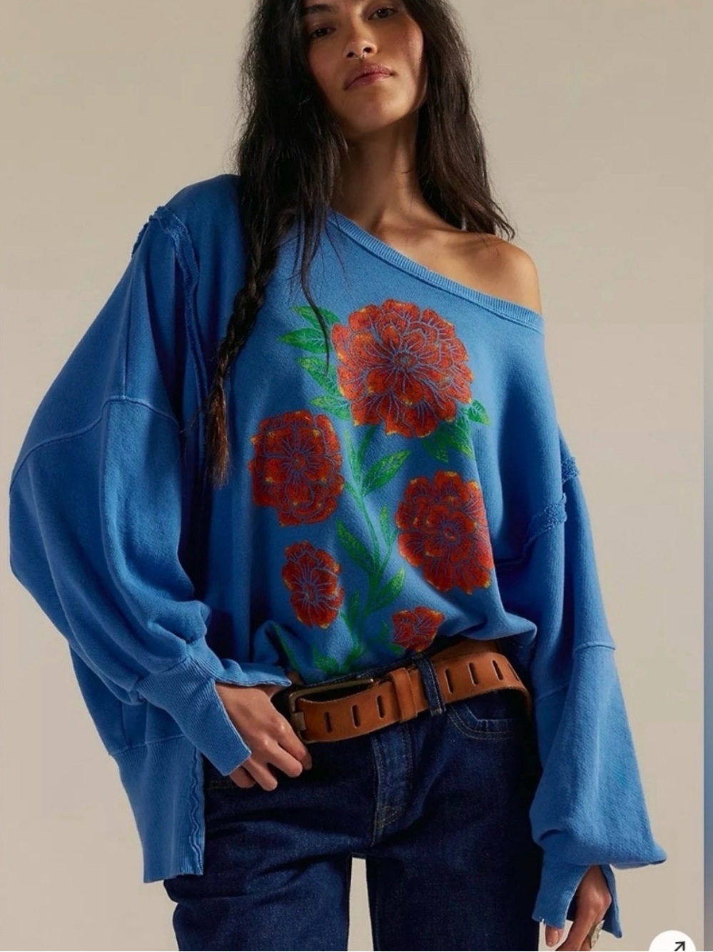 Free People We the Free Print Camden NWT Blue Floral Small $98